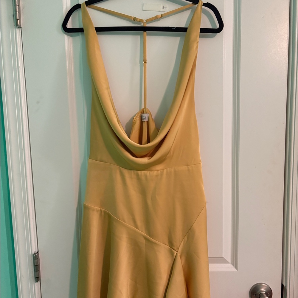 Oh Polly Gold Cowl Neck Mini Dress